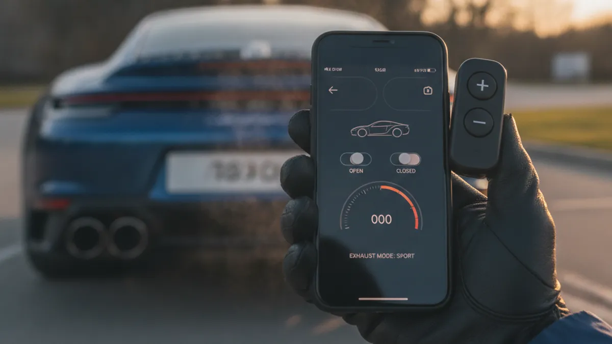 Conducteur réglant les modes d'ouverture d'un échappement à valve via application smartphone et télécommande