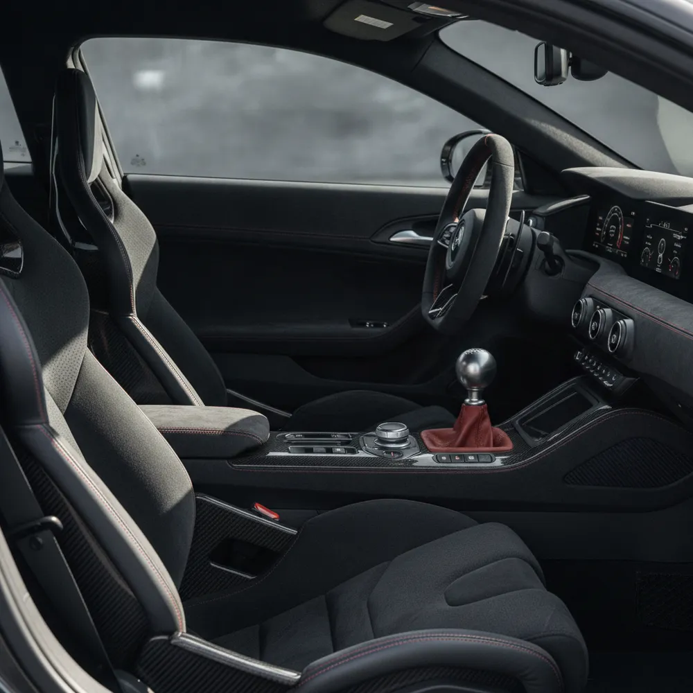 Intérieur sportif d'une voiture d'occasion performante