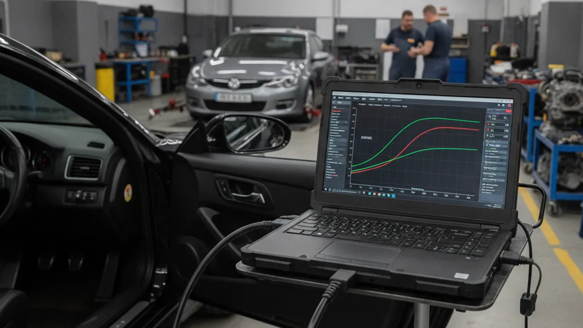 Diagnostic OBD comparant la puissance avant et après reprogrammation moteur