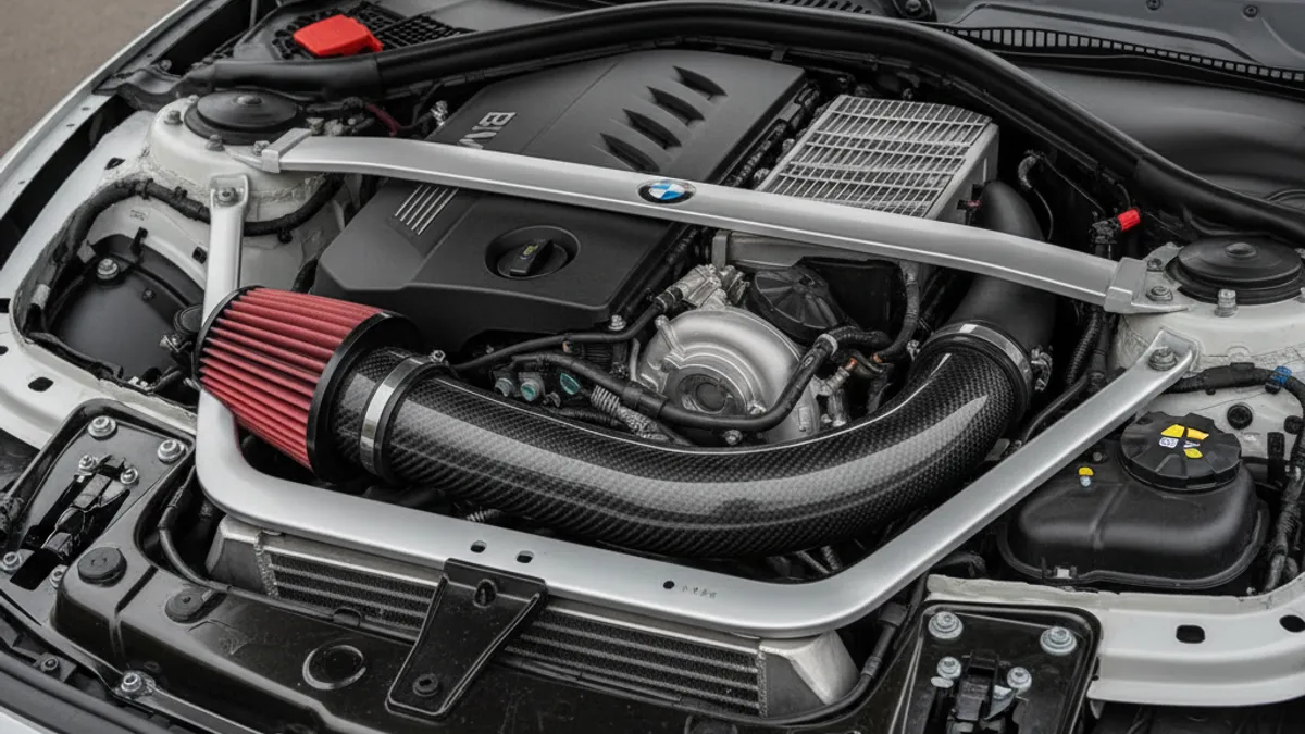 Kit admission dynamique avec filtre sport BMC installé sur moteur turbo