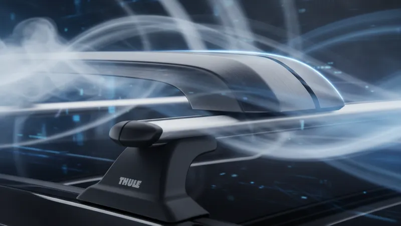 Barres de toit Thule aérodynamiques profil aileron sur voiture sport