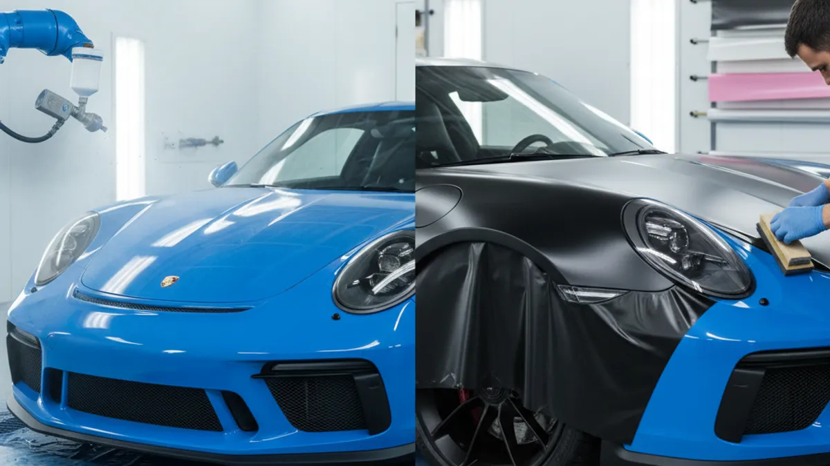 Comparaison entre covering vinyle et peinture sur voiture de sport