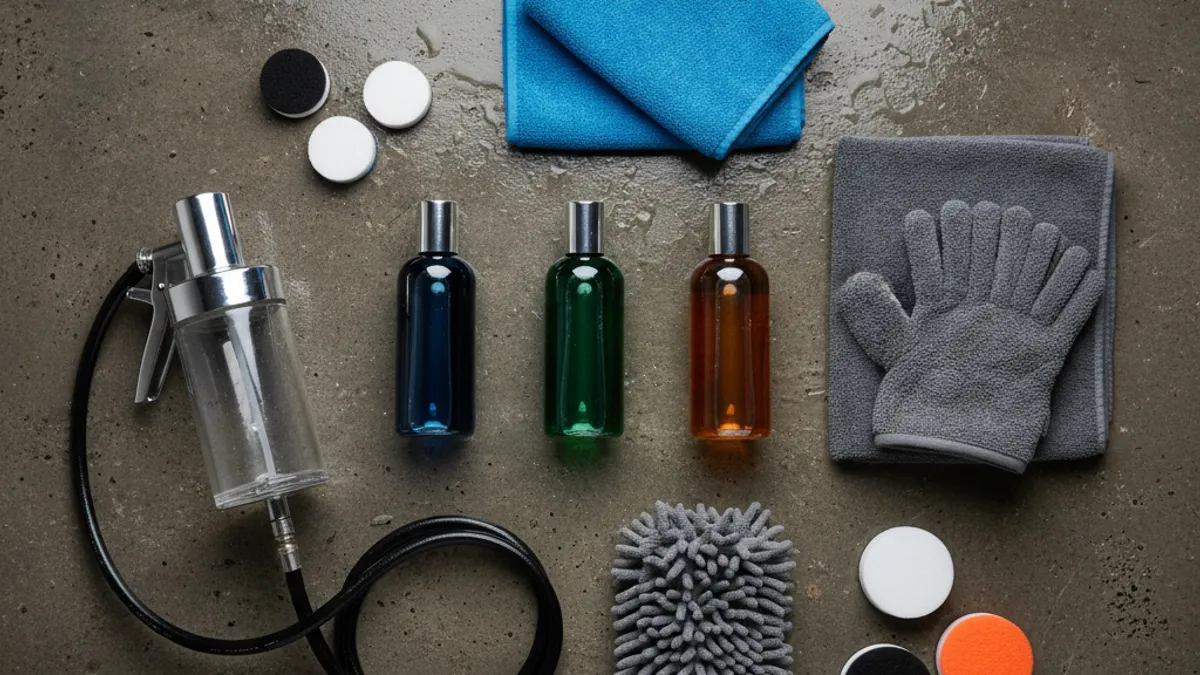 Gamme de shampoings automobiles professionnels avec seau et gant de lavage