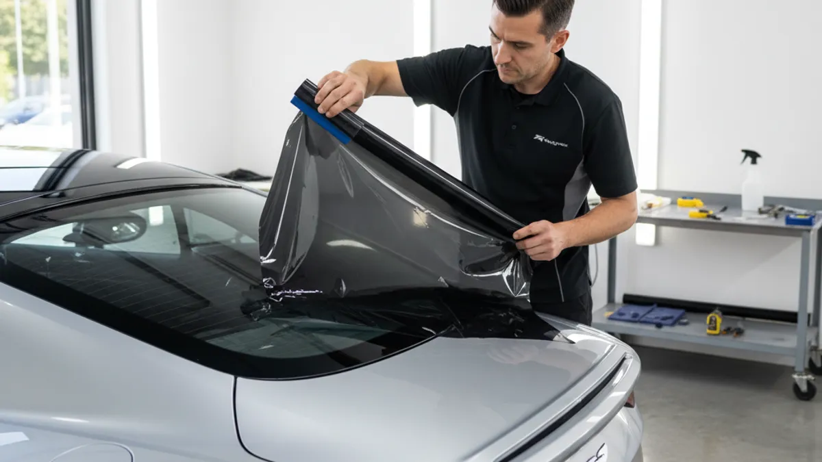 Voiture noire avec vitres teintées professionnelles conformes